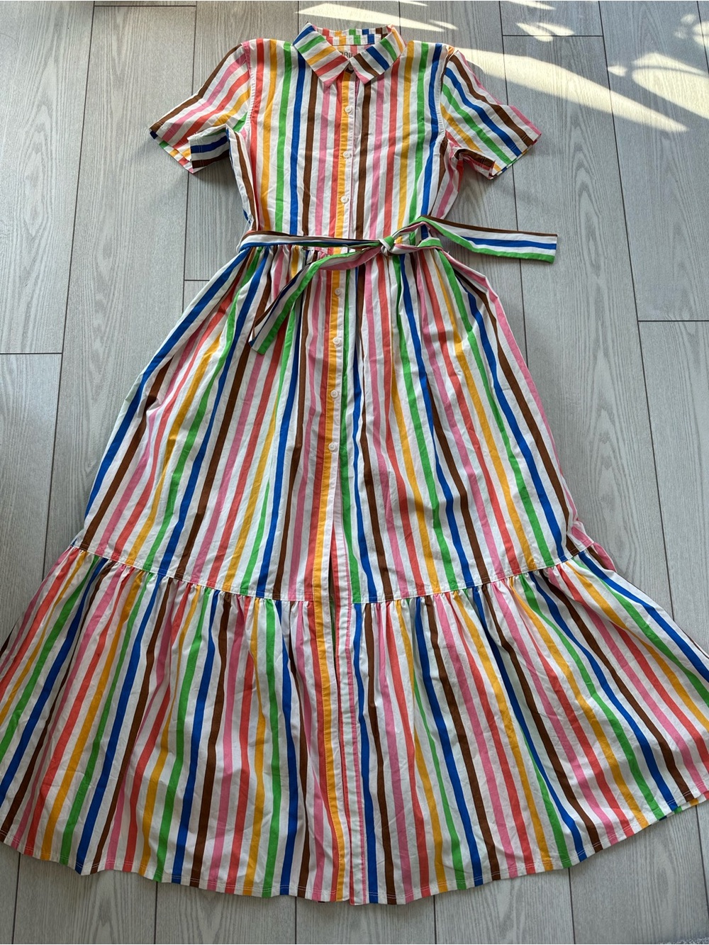 Pride Rainbow Stripe Button-Front Maxi Dress